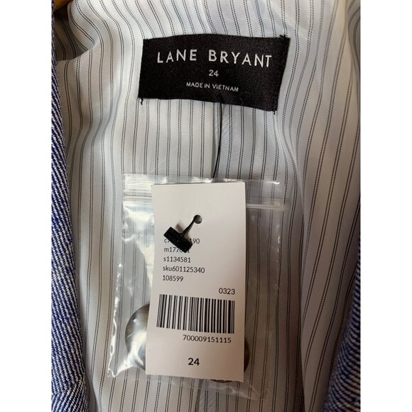 Lane Bryant Womens Blue Linen Blend Blazer Size 24W Plus Cuffable NWT 8697 - Picture 2 of 12